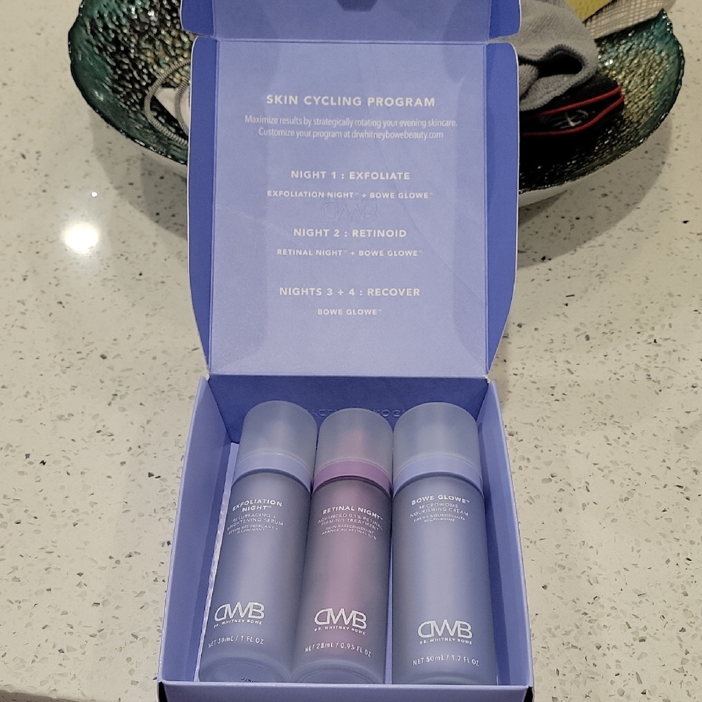 Skincare Trio - Exfoliate, Retinoid, Recover - Blue and Purple
